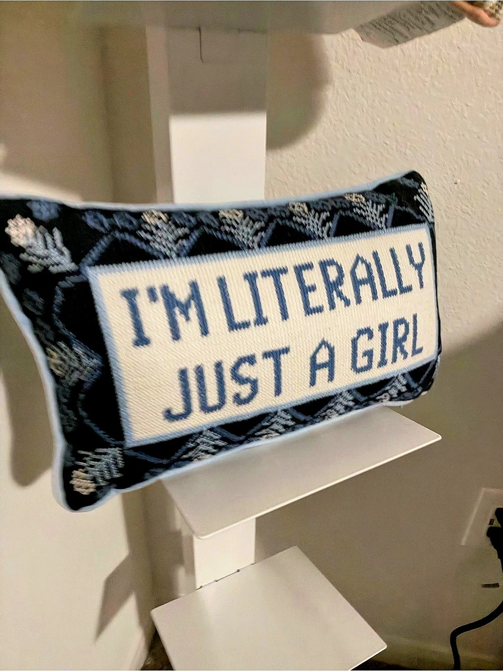 I'm Literally Just A Girl Needlepoint Pillow